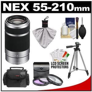 Sony Alpha NEX E-Mount 55-210mm f/4.5-6.3 OSS Zoom Lens with 3 UV/FLD/PL Filters + Case + Tripod + Accessory Kit - Digital Cameras and Accessories - Hip Lens.com