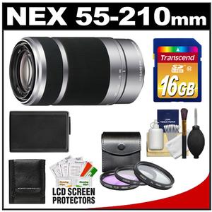 Sony Alpha NEX E-Mount 55-210mm f/4.5-6.3 OSS Zoom Lens with 16GB Card + NP-FW50 Battery + 3 UV/FLD/PL Filters + Accessory Kit - Digital Cameras and Accessories - Hip Lens.com