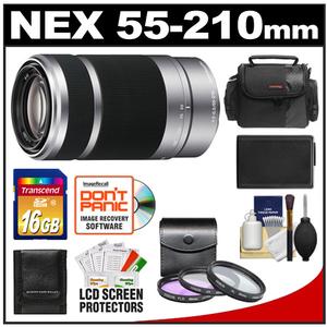 Sony Alpha NEX E-Mount 55-210mm f/4.5-6.3 OSS Zoom Lens with 32GB Card + NP-FW50 Battery + 3 UV/FLD/PL Filters + Case + Accessory Kit - Digital Cameras and Accessories - Hip Lens.com