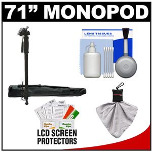 Rokinon M71 71" Pro Monopod with Pan Head & Quick Release & Case with Spudz Cloth + LCD Protectors + Cleaning Kit - Digital Cameras and Accessories - Hip Lens.com