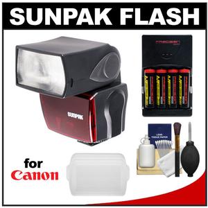 Sunpak PF30X / DigiFlash 2800 Electronic Flash Unit (for Canon EOS E-TTL II) with AA Batteries & Charger + Flash Diffuser + Cleaning Kit - Digital Cameras and Accessories - Hip Lens.com