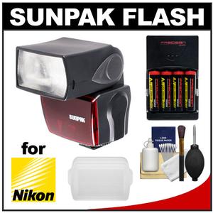 Sunpak PF30X / DigiFlash 2800 Electronic Flash Unit (for Nikon iTTL) with AA Batteries & Charger + Flash Diffuser + Cleaning Kit - Digital Cameras and Accessories - Hip Lens.com