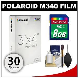 Polaroid M340 Instant Film for Z340 Camera (30 Color Prints) with 8GB Card + 6-Piece Cleaning Kit - Digital Cameras and Accessories - Hip Lens.com