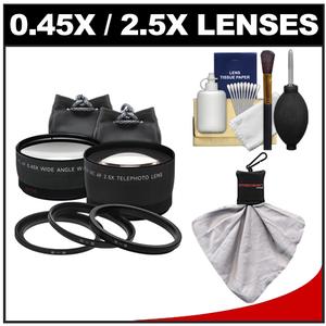 Precision Design 2.5x Telephoto & .45x Wide-Angle Digital Lenses (49mm/52mm/55mm/58mm) with Cleaning & Accessory Kit - Digital Cameras and Accessories - Hip Lens.com