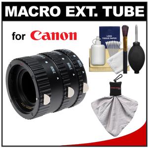 Zeikos Macro Automatic Extension Tube Set for Canon EOS with Cleaning Kit + Spudz Cleaining Cloth - Digital Cameras and Accessories - Hip Lens.com