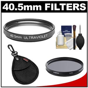 Sunpak 40.5mm UV Ultraviolet Glass Filter & 40.5mm Circular Polarizer Filter with Filter Case + Cleaning Kit - Digital Cameras and Accessories - Hip Lens.com