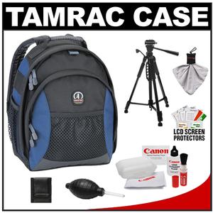 Tamrac 5373 Travel Pack 73 Photo Digital SLR Camera Backpack (Blue/Black) with Photo/Video Tripod + Canon Cleaning Kit - Digital Cameras and Accessories - Hip Lens.com
