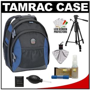 Tamrac 5373 Travel Pack 73 Photo Digital SLR Camera Backpack (Blue/Black) with Photo/Video Tripod + Nikon Cleaning Kit - Digital Cameras and Accessories - Hip Lens.com