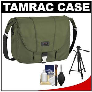 Tamrac 5426 Aria 6 Messenger Photo/iPad Digital SLR Camera Case / Bag (Moss Green) with Tripod + Accessory Kit - Digital Cameras and Accessories - Hip Lens.com
