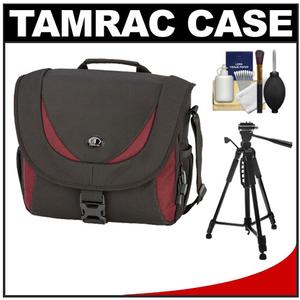 Tamrac 5723 Zuma 3 Digital SLR Camera & iPad Case (Black/Burgundy) with Tripod + Cleaning Kit - Digital Cameras and Accessories - Hip Lens.com