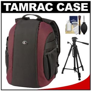 Tamrac 5729 Zuma 9 Secure Traveler Digital SLR Camera Backpack Case (Black/Burgundy) with Tripod + Cleaning Kit - Digital Cameras and Accessories - Hip Lens.com