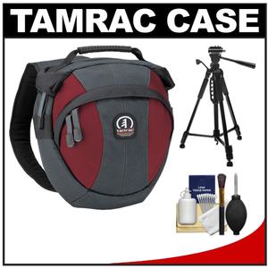 Tamrac 5766 Velocity 6x Pro Photo Sling Digital SLR Camera Bag (Gray/Burgundy) with Tripod + Cleaning Kit - Digital Cameras and Accessories - Hip Lens.com