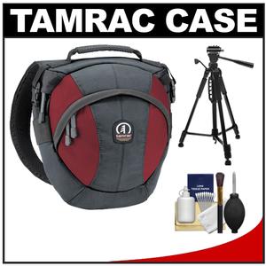 Tamrac 5767 Velocity 7x Pro Photo Sling Digital SLR Camera Bag (Gray/Burgundy) with Tripod + Cleaning Kit - Digital Cameras and Accessories - Hip Lens.com