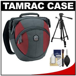 Tamrac 5768 Velocity 8x Pro Photo Digital SLR Camera Sling Bag (Gray/Burgundy) with Tripod + Cleaning Kit - Digital Cameras and Accessories - Hip Lens.com