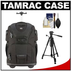 Tamrac 5797 Evolution Speed Roller Digital SLR Camera Backpack Case with Wheels (Black) with Tripod + Cleaning Kit - Digital Cameras and Accessories - Hip Lens.com