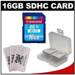 Transcend 16GB SecureDigital Class 10 (SDHC) Wi-Fi Card with Memory Card Case + 3 Microfiber Cleaning Cloths Kit