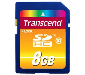 Transcend 8GB SecureDigital Class 10 (SDHC) Ultra-High-Speed Card - Digital Cameras and Accessories - Hip Lens.com