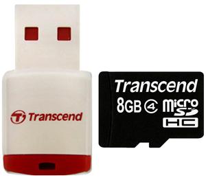 Transcend 8GB microSDHC Class 4 Card with Card Reader