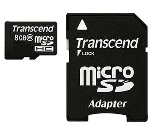 Transcend 8GB microSDHC Class 6 Card with SD Adapter - Digital Cameras and Accessories - Hip Lens.com