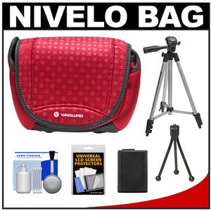 Vanguard Nivelo 15 Mirrorless Interchangeable Lens Digital Camera Case (Red) with NP-FW50 Battery + Tripod + Accessory Kit
