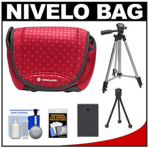 Vanguard Nivelo 15 Mirrorless Interchangeable Lens Digital Camera Case (Red) with BLS-1/BLS-5 Battery + Tripod + Accessory Kit