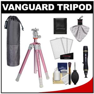 Vanguard Nivelo 204PK Aluminum Alloy Tripod with Case (Pink) with Cleaning & Accessory Kit - Digital Cameras and Accessories - Hip Lens.com