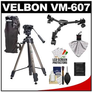 Velbon VM-607 64" Video Tripod with Fluid Panhead & Case with DL-11 Folding Dolly + Cleaning Accessory Kit - Digital Cameras and Accessories - Hip Lens.com