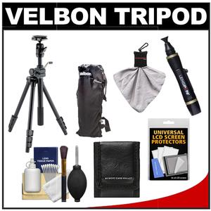 Velbon VS-443D 63" Aluminum Tripod with Geared Tilt Column  Ballhead & Case with Cleaning Accessory Kit - Digital Cameras and Accessories - Hip Lens.com