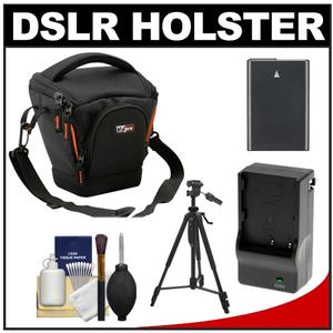 Vidpro TL-25 Top-Load DSLR Camera Holster Case (Small) with EN-EL14 Battery & Charger + Tripod + Cleaning Kit Vidpro TL-25 Top-Load DSLR Camera Holster Case (Small) with EN-EL14 Battery & Charger + Tripod + Cleaning Kit