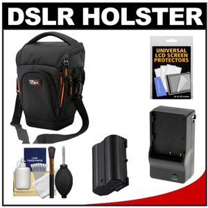 Vidpro TL-35 Top-Load DSLR Camera Holster Case (Large) with EN-EL15 Battery & Charger + Accessory Kit