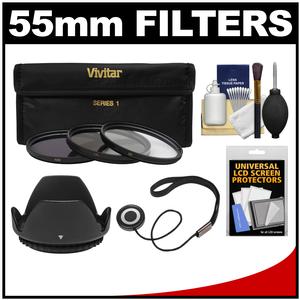 Vivitar 3-Piece Multi-Coated HD Filter Set (55mm UV/CPL/ND8) with Hood + Accessory Kit Vivitar 3-Piece Multi-Coated HD Filter Set (55mm UV/CPL/ND8) with Hood + Accessory Kit