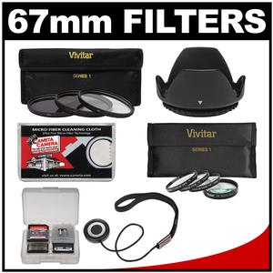 Vivitar 3-Piece Multi-Coated HD Filter Set (67mm UV/CPL/ND8) & 4 Macro Filter Set + Lens Hood + Accessory Kit Vivitar 3-Piece Multi-Coated HD Filter Set (67mm UV/CPL/ND8) & 4 Macro Filter Set + Lens Hood + Accessory Kit
