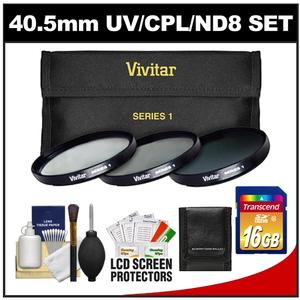 Vivitar Series 1 3-Piece Multi-Coated HD Pro Filter Set (40.5mm UV/CPL/ND8) with 16GB Card + Cleaning & Accessory Kit - Digital Cameras and Accessories - Hip Lens.com