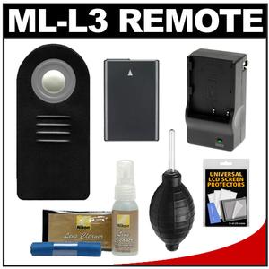 Vivitar ML-L3 Wireless Shutter Release Remote Control for Nikon Digital SLR Cameras with EN-EL14 Battery & Charger + Cleaning Kit for Nikon Coolpix P7700  D3200