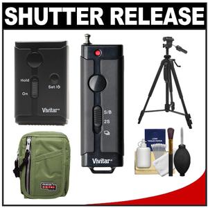 Vivitar Universal Wireless and Wired Shutter Release Remote Control with Travel Case + Tripod + Accessory Kit for Nikon Digital SLR Cameras
