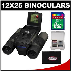 Vivitar 12x25 Binoculars with Built-in Digital Camera with 8GB Card + Accessory Kit