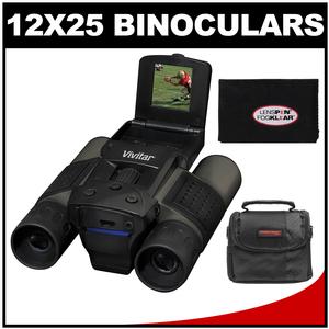 Vivitar 12x25 Binoculars with Built-in Digital Camera with Case + Cleaning Cloth