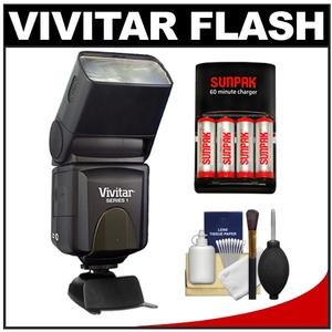Vivitar Series 1 385HV Professional Auto Aperture & Slave Flash with Batteries/Charger + Cleaning Kit - Digital Cameras and Accessories - Hip Lens.com