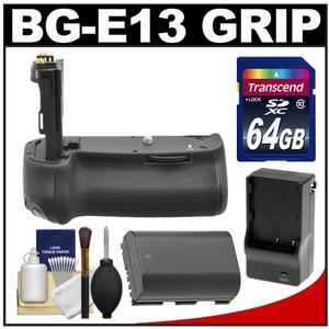 Xit BG-E13 Pro Series Multi-Power Battery Grip for Canon EOS 6D Digital SLR Camera with 64GB Card + LP-E6 Battery & Charger + Cleaning Kit