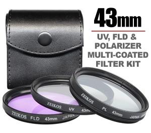 Zeikos 3-Piece Multi-Coated Glass Filter Kit (43mm UV/FLD/PL) - Digital Cameras and Accessories - Hip Lens.com