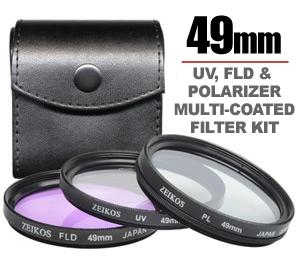 Zeikos 3-Piece Multi-Coated Glass Filter Kit (49mm UV/FLD/PL) - Digital Cameras and Accessories - Hip Lens.com