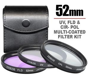 Zeikos 3-Piece Multi-Coated Glass Filter Kit (52mm UV/FLD/CPL) - Digital Cameras and Accessories - Hip Lens.com