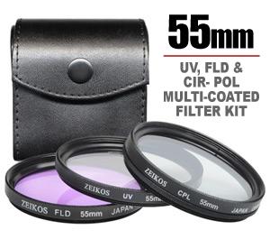 Zeikos 3-Piece Multi-Coated Glass Filter Kit (55mm UV/FLD/CPL) - Digital Cameras and Accessories - Hip Lens.com