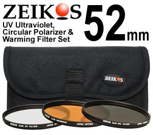 Zeikos 3-Piece Ultra Slim Pro Glass Filter Kit (52mm UV/Warming/CPL) with Pouch - Digital Cameras and Accessories - Hip Lens.com