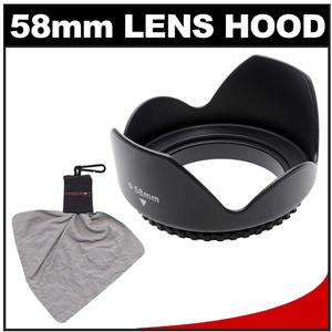 Zeikos 58mm Professional Tulip Hard Lens Hood with Microfiber Lens Cleaning Cloth Spudz Zeikos 58mm Professional Tulip Hard Lens Hood with Microfiber Lens Cleaning Cloth Spudz